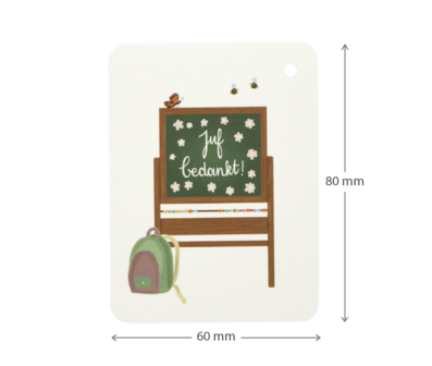 Label - Juf bedankt | 60 x 80 mm | Maatgeving