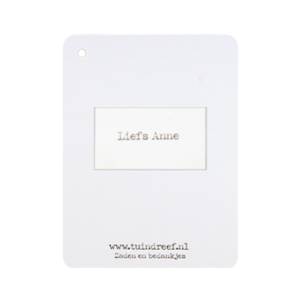 Label - Vergeet me niet | 60 x 80 mm | Achterkant met tekst