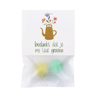 Bedankt dat je me laat groeien - Zaadbommetjes in pergamijn zakje met klapkaartje // Floralis