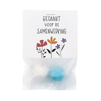 Bedankt voor de samenwerking - Zaadbommetjes in pergamijn zakje met klapkaartje // Floralis