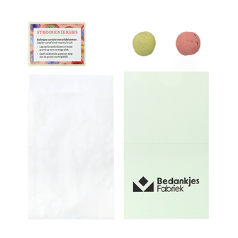 1000 bloemetjes bedankt - Zaadbommetjes in pergamijn zakje met klapkaartje // Eef