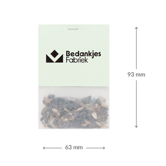 Bedankt vrijwilliger - bedankje zaden in pergamijn zakje met klapkaartje 
