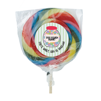 1000 kleuren bedankt - Lolly met gepersonaliseerde sticker