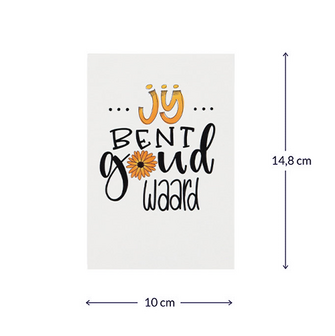 Brievenbus bedankje; groeiconfetti in pergamijn zakje met ansichtkaart in kraft envelop