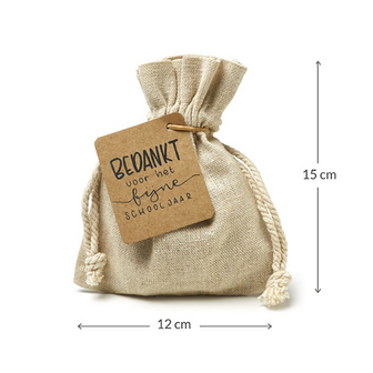 Zaden in linnenzakje - Bedankt voor het fijne schooljaar - Maatgeving