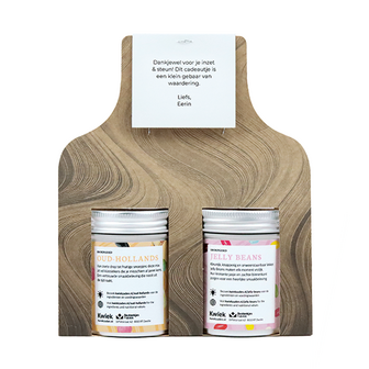 Hart-stikke bedankt - Snoeptas met twee blikjes snoep // Eef