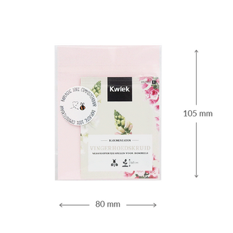 Zaden met kaartje in bioplastic zakje met eigen ontwerp