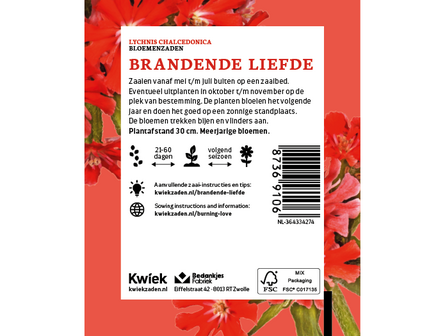 Brandende liefde zaden - Kwiek Uitdeel zakjes (THT 7-2026)