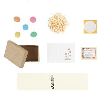 Zaadbommetjes in papier mach&eacute; doosje - Inhoudsfoto