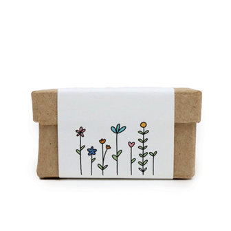 Zaadbommetjes in papier mach&eacute; doosje - Bedankt - Zijkant wikkel