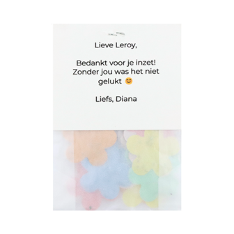 Fijne paasdagen - Groeiconfetti in pergamijn zakje met klapkaartje // Mijksje
