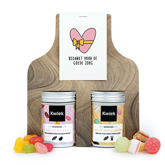 Bedankt voor de goede zorg - Snoeptas met twee blikjes snoep // Eef