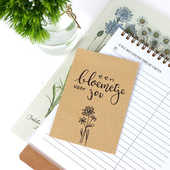 Een bloemetje voor jou - bedankje zaden in kraft zakje met kaartje 