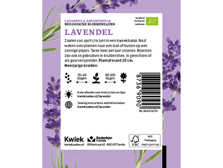 Biologische lavendel zaden -  Kwiek Uitdeel zakjes (UITVERKOCHT)
