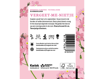 Vergeet-me-niet (roze) zaden -  Kwiek Uitdeel zakjes (UITVERKOCHT)