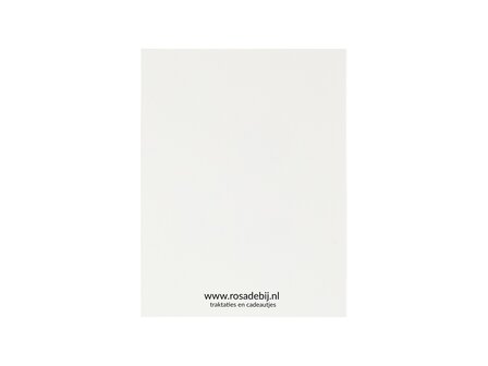 Achterkant kaartje 80 x 105 mm met de tekst &lsquo;Vergeet me niet&rsquo;