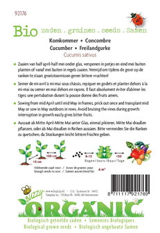 Biologische Komkommer Marketmore zaden - achterkant