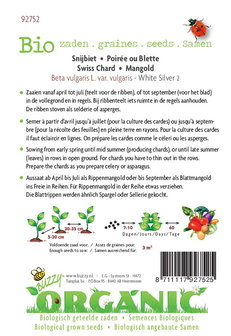 Biologische Groene Snijbiet Witribbige zaden - achterkant