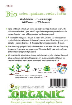 Biologische Wildbloemen mengsel zaden - achterkant