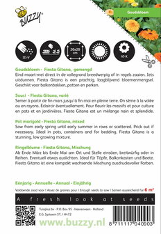 Fiesta Gitana laag (Goudsbloem, gemengd) zaden - achterkant