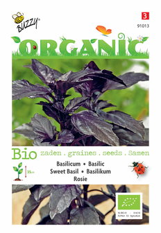 Bio rode Basilicum Rosie zaden - voorkant