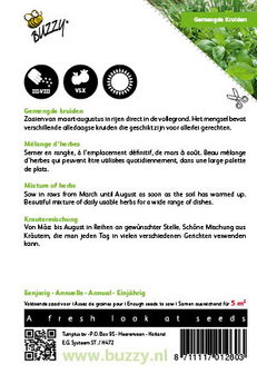 Gemengde Kruiden (basilicum, bieslook, koriander) - achterkant