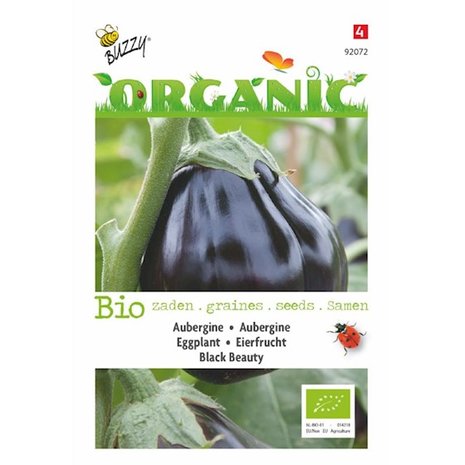 Biologische Aubergine Black Beauty zaden voorkant