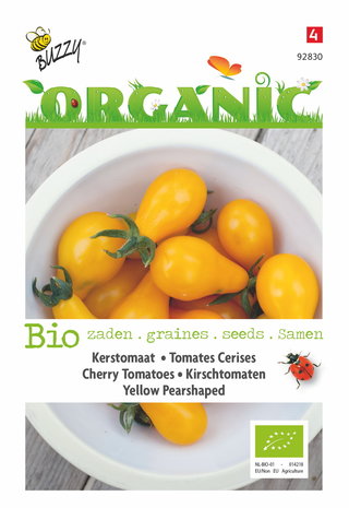 Biologische tomaat yellow pearshaped