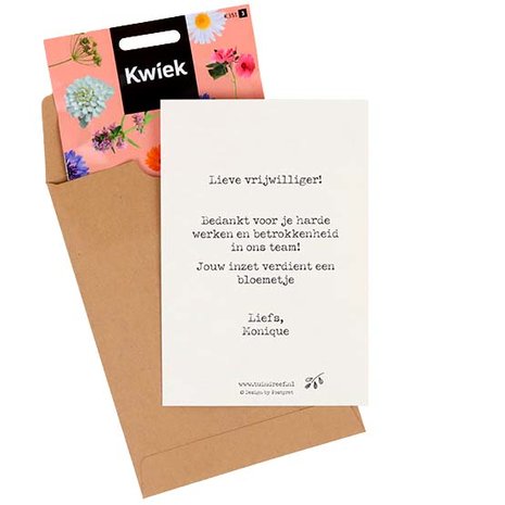 Jij verdient een bloemetje - bedankje zadenpakket met ansichtkaart in Japanse envelop