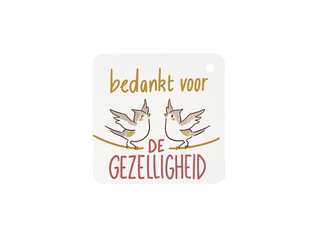 Pindaketting rijgen - bedankt voor de gezelligheid - kindertraktatie - label voorkant