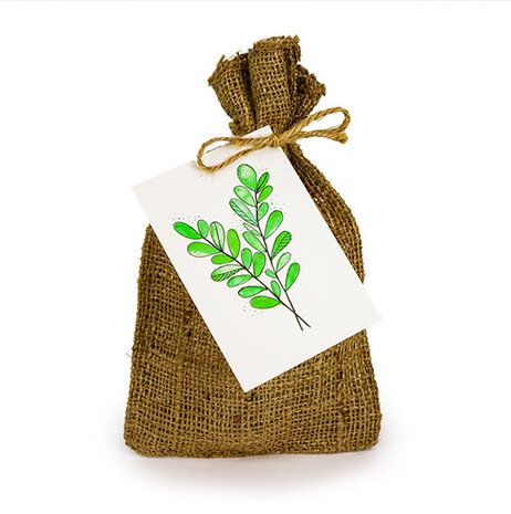 Groen blad - Bedankje zadenpakket in jute zakje