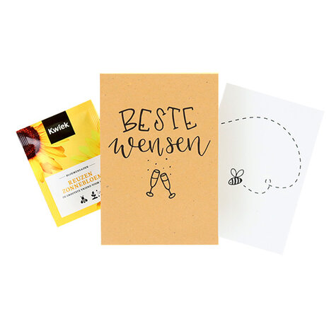 Beste wensen - bedankje zaden in kraft zakje met kaartje