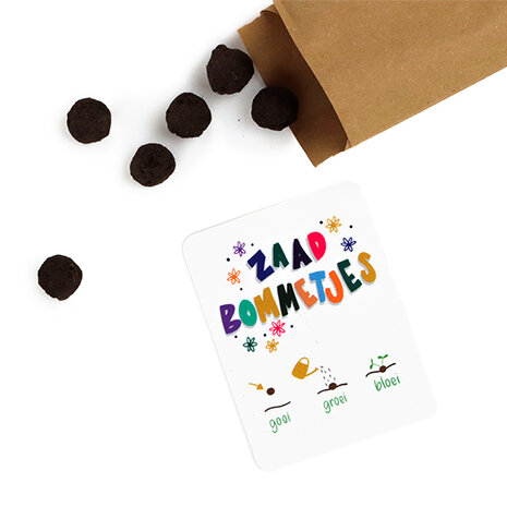 Zaadbommetjes met zaai-instructies