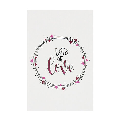 Ansichtkaart 100 x 148 mm met de tekst ‘Lots of love’