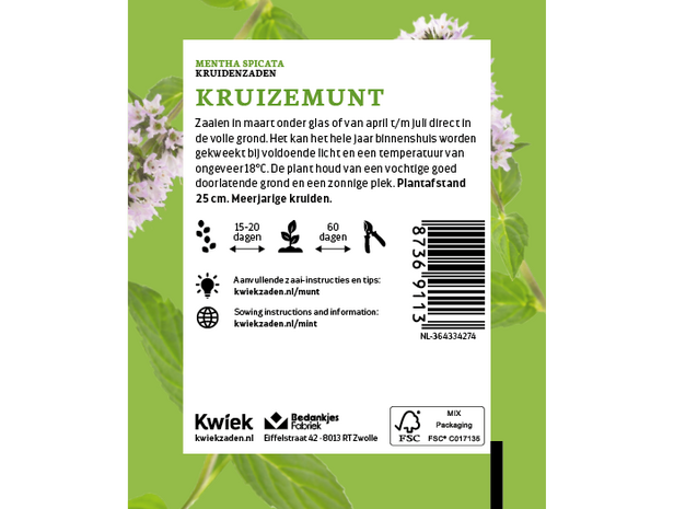 Kruizemunt - Kwiek Uitdeel zakjes