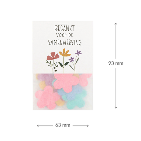 Bedankt voor de samenwerking - Groeiconfetti in pergamijn zakje met klapkaartje // Floralis