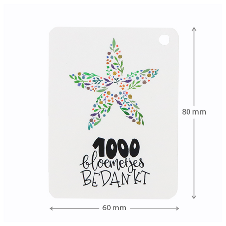 Maatgeving - label - 60x80 - 1000 bloemetjes bedankt