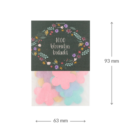 1000 bloemetjes bedankt - Groeiconfetti in pergamijn zakje met klapkaartje // Rond