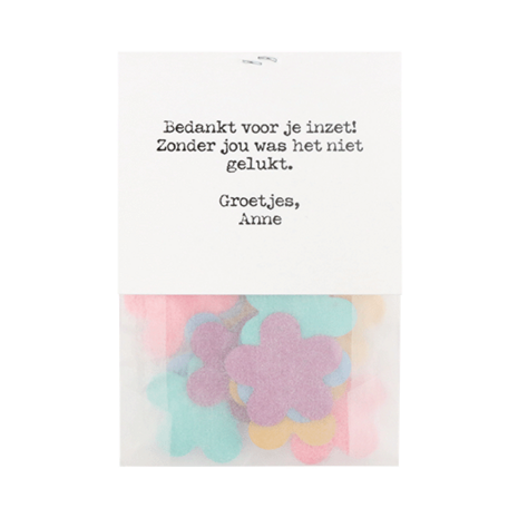 Fleurige paasdagen - Groeiconfetti in pergamijn zakje met klapkaartje // Eef