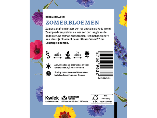 Zomerbloemen zaden -  Kwiek Uitdeel zakjes