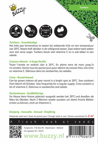 Grootbladige Tuinkers zaden - achterkant