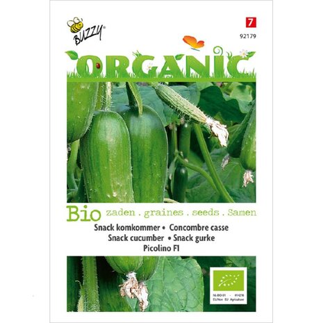Biologische Snackkomkommer Picolino F1 zaden - voorkant