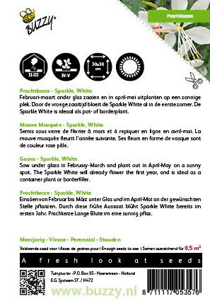 Prachtkaars Sparkle White Gaura lindheimeri zaden - achterkant