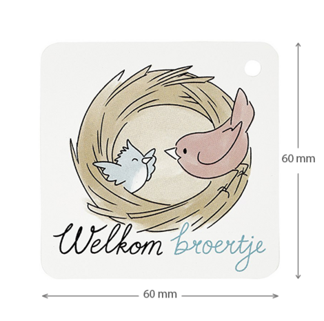 Welkom broertje - kindertraktatie - label maatgeving