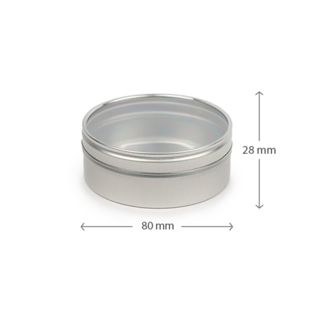 Aluminium blikje 28 x Ø 80 mm - Maatgeving