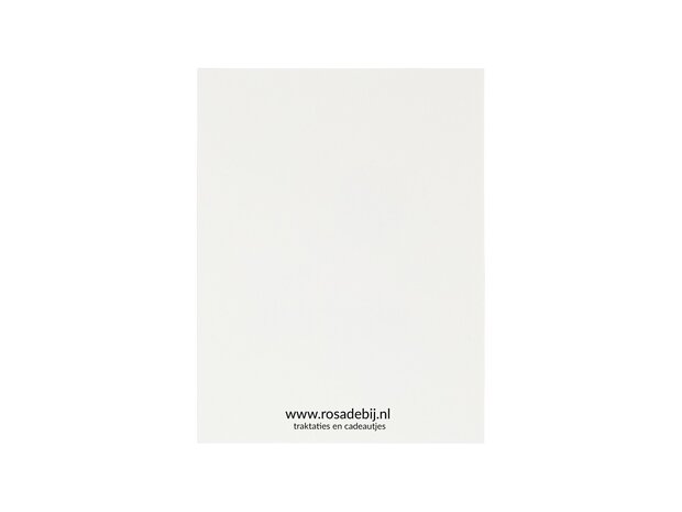 Achterkant kaartje 80 x 105 mm met de tekst ‘Cadeautje geven’