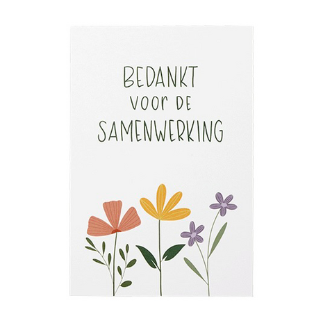 Ansichtkaart 100 x 148 mm met de tekst ‘Bedankt voor de samenwerking’