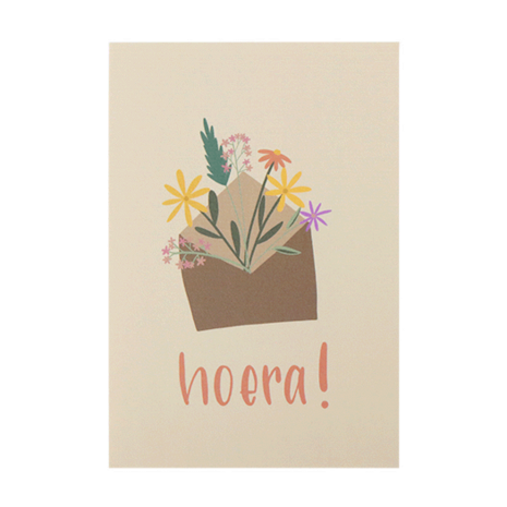 Ansichtkaart 100 x 148 mm met de tekst ‘Hoera’