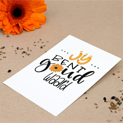 Sfeerfoto ansichtkaart 100 x 148 mm met de tekst ‘Jij bent goud waard’