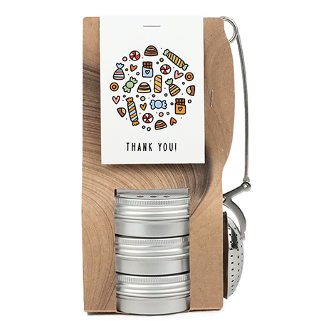 Thank you - Theetas met 3 blikjes en  thee-ei knijper // Eef